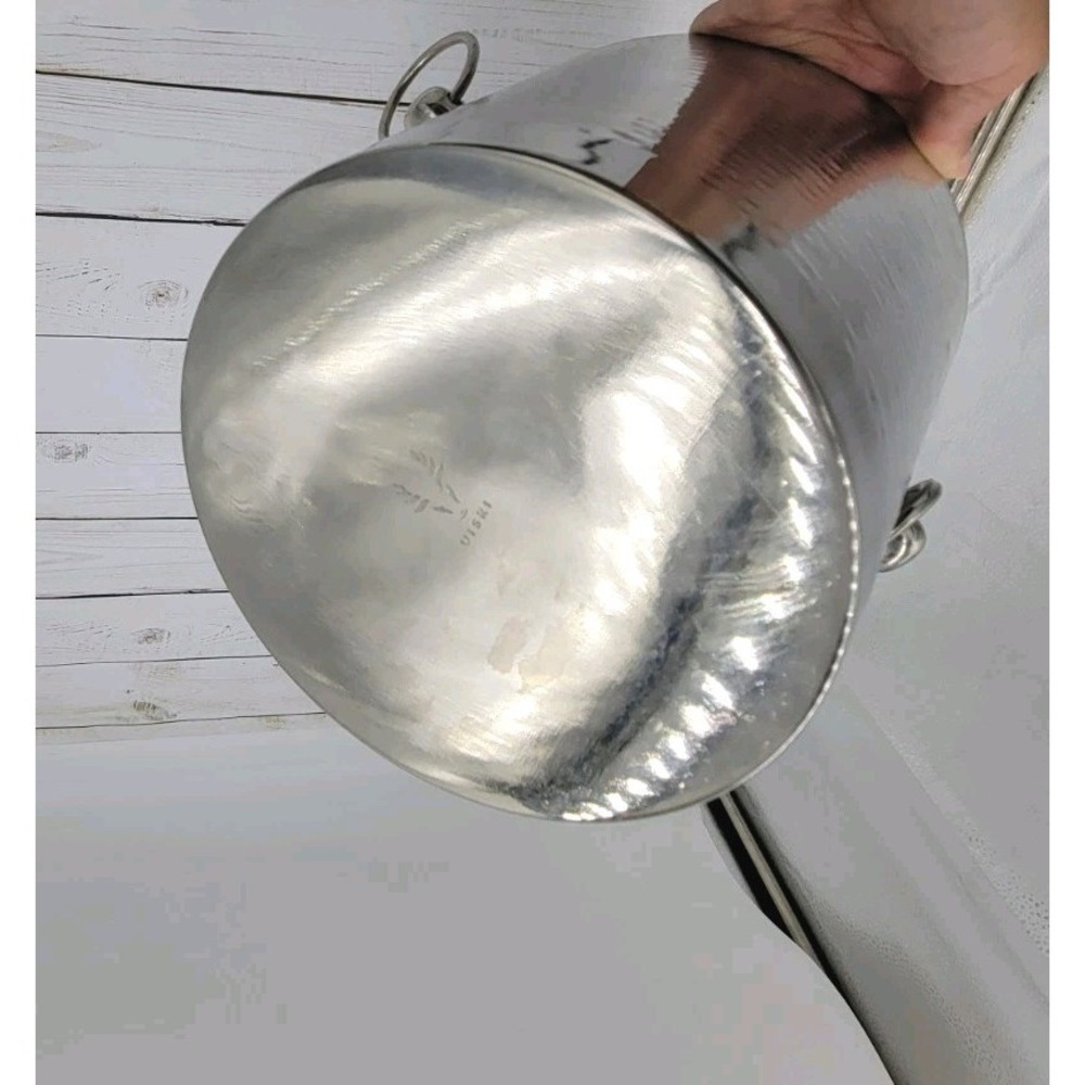 Viski Admiral Hammered Ice Bucket Silver Metal with Ring Handles - Picture 8 of 9